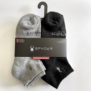 Spyder men’s low cut socks 5 pairs size 6-12 black gray white